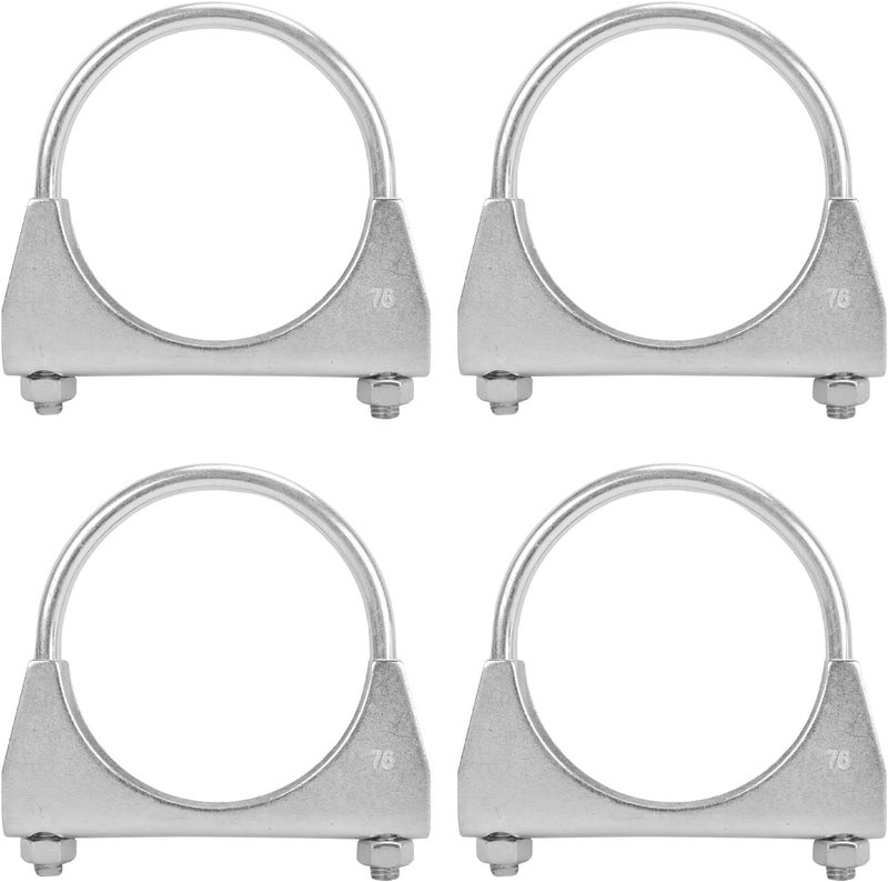 GESEXI 3"" U-shaped Exhaust Pipe Clamp Mild Steel Muffler Exhaust Clamps with Anti-Rust Coat Pack of 4 - Image 1